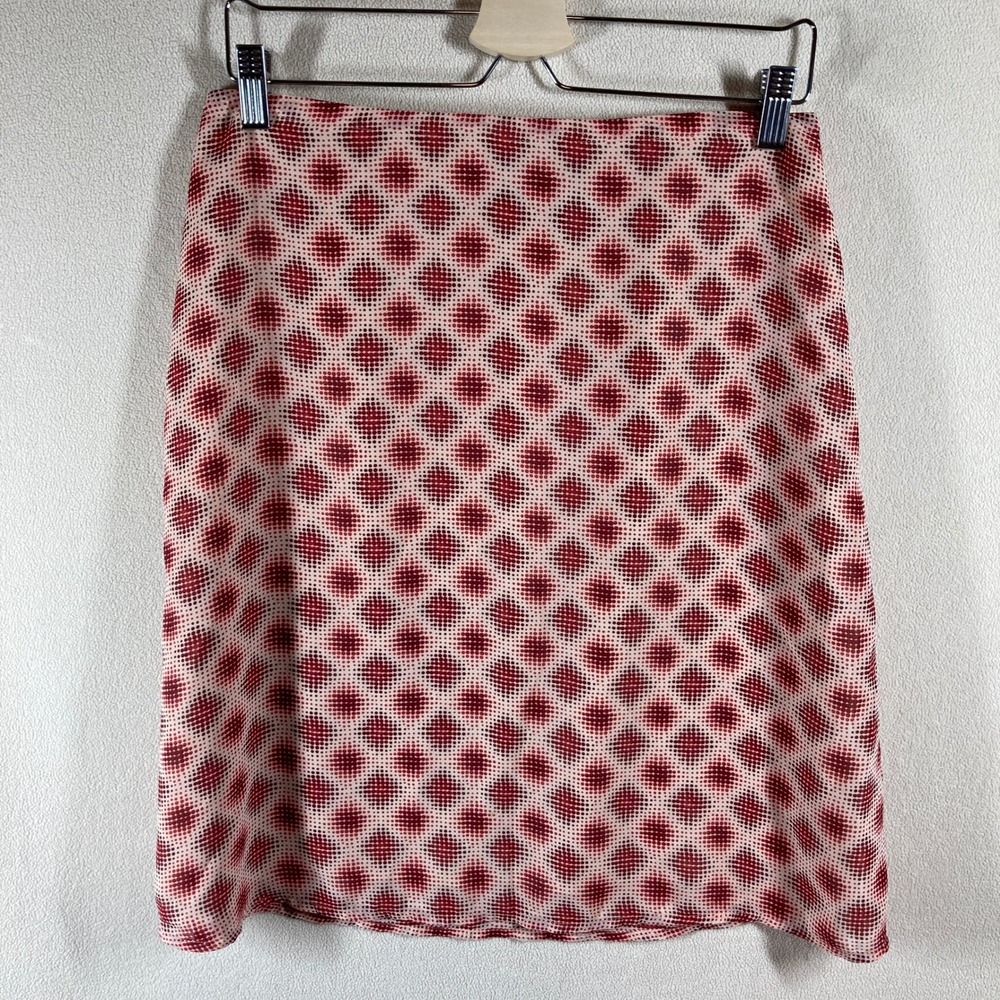 Old Navy Skirt Sz 8 Cream/Burnt Orange Geometric‎ Pattern Knee Length Lined Y2K